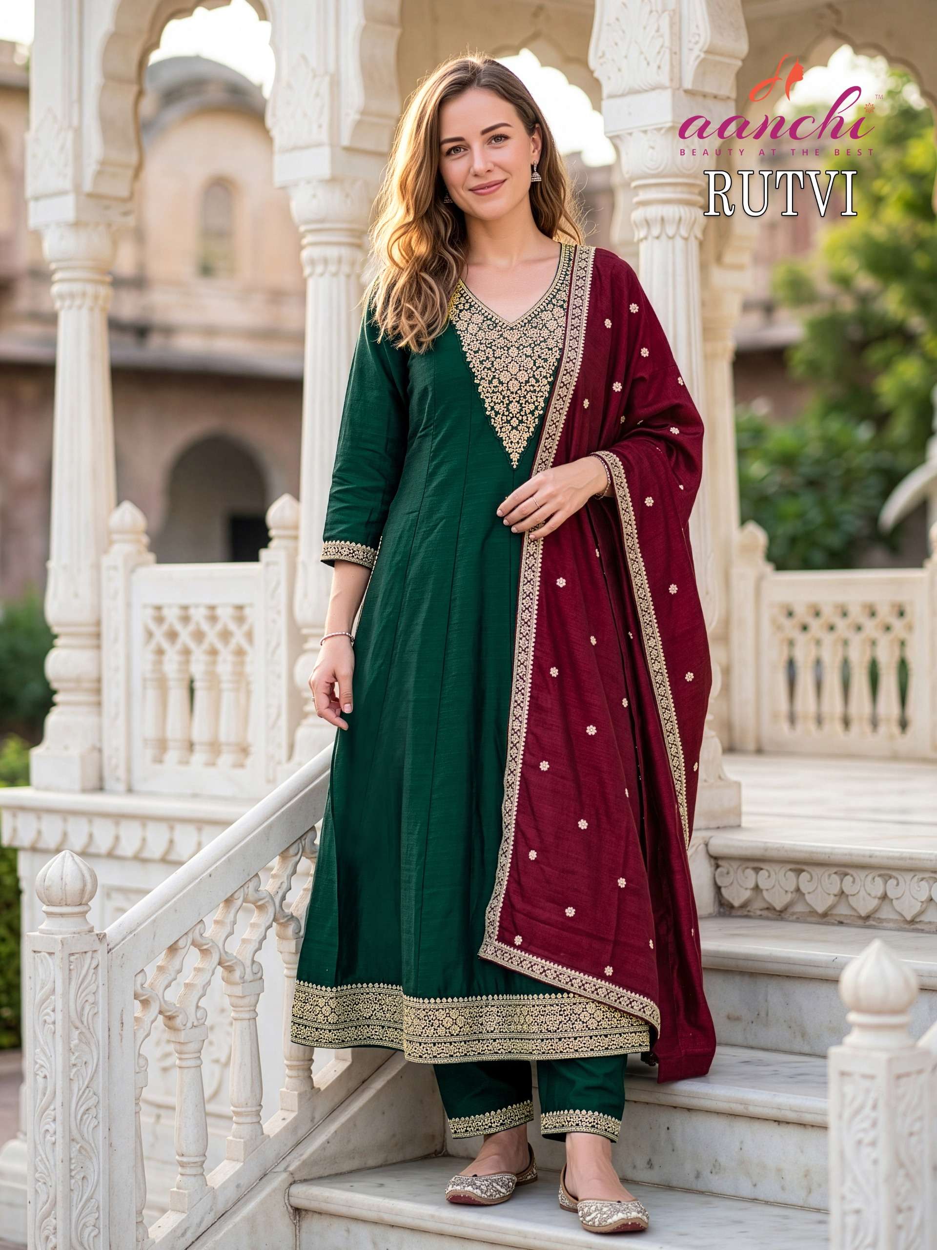 AANCHI RUTVI BRAND VICHITRA SILK ANARKALI TYPE SUIT FOR CELEBRATION WEAR SHOP